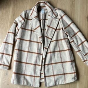 Joie Cream and Brown Checkered Jacket